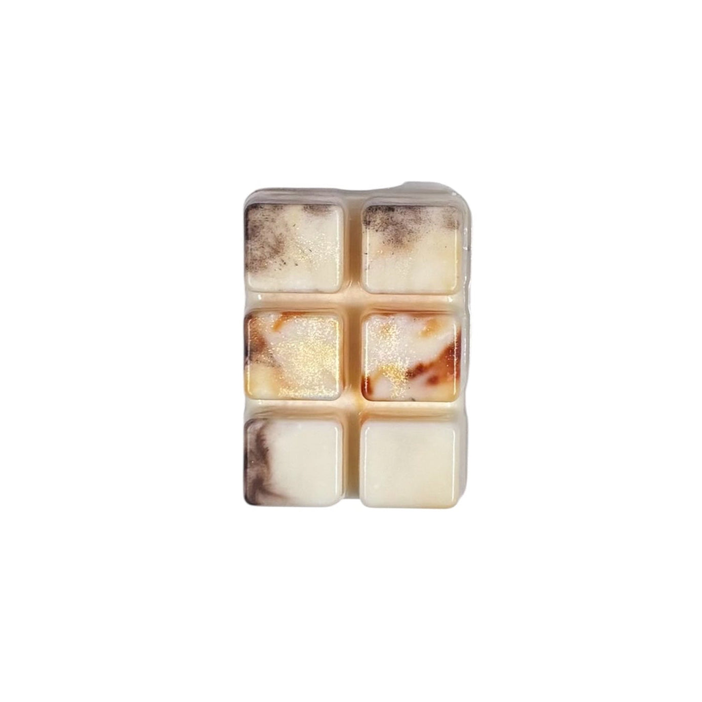 A cream colored wax melt with 6 cubed sections
