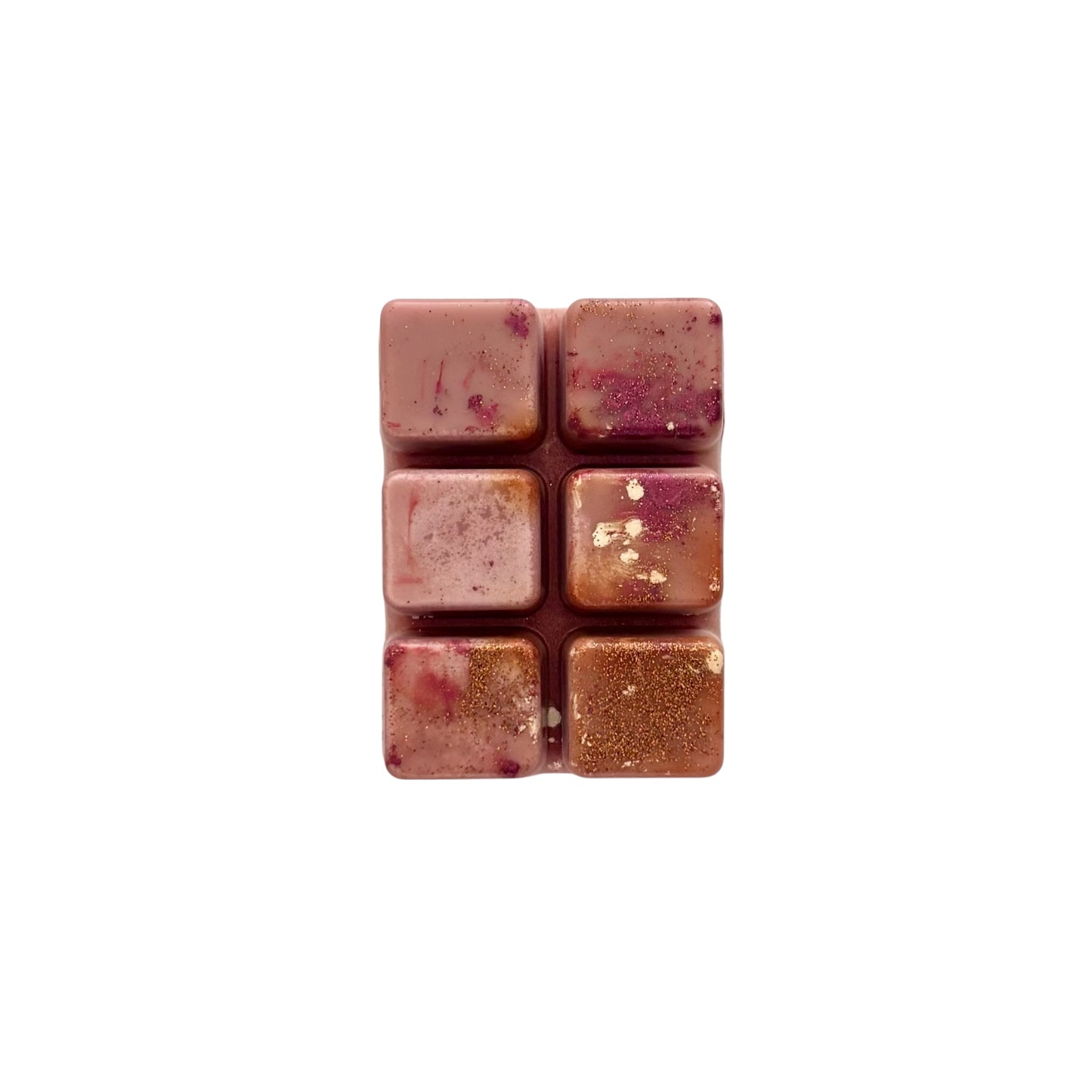 A rose beige colored wax melt with 6 cubed sections