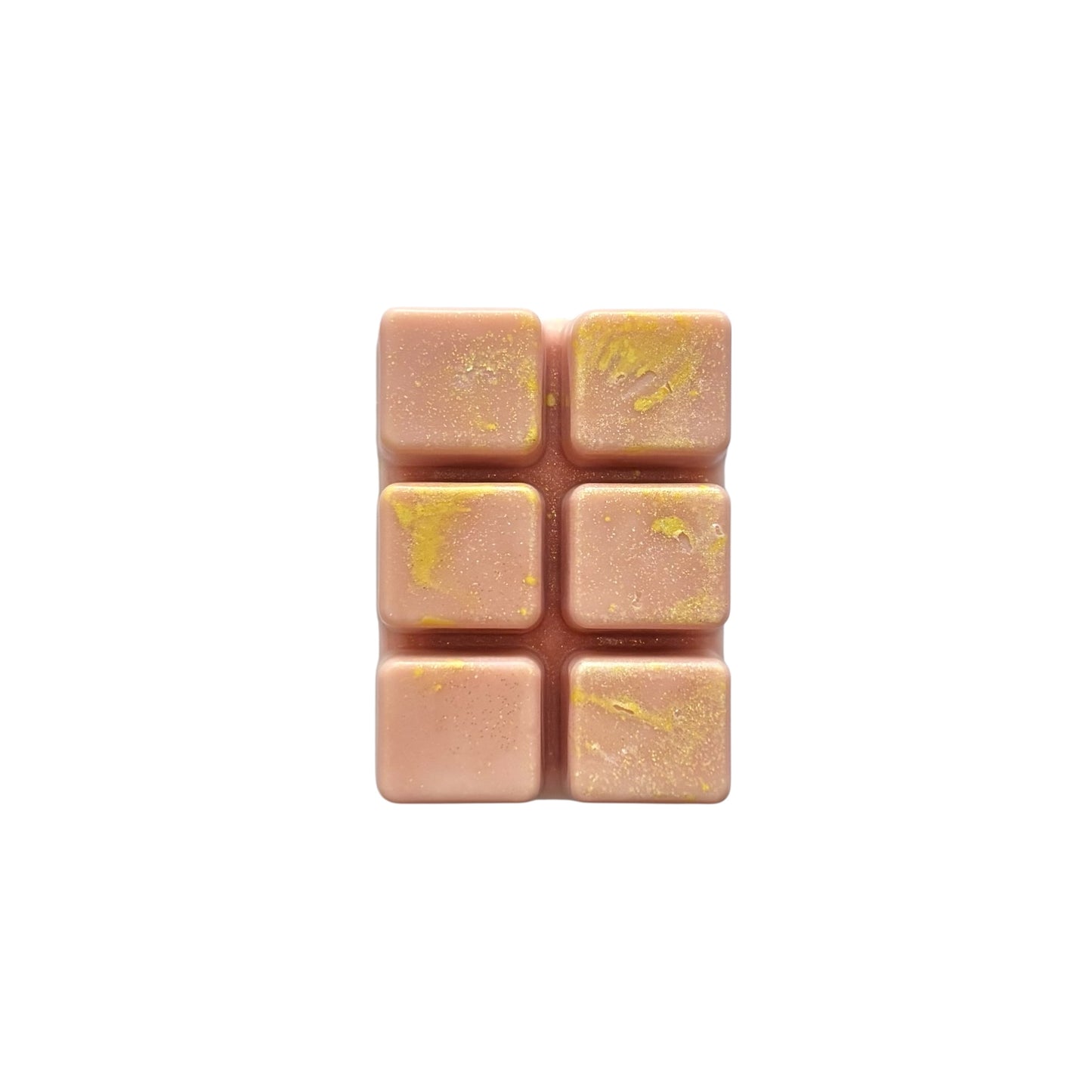 An oatmeal colored wax melt with 6 cubed sections