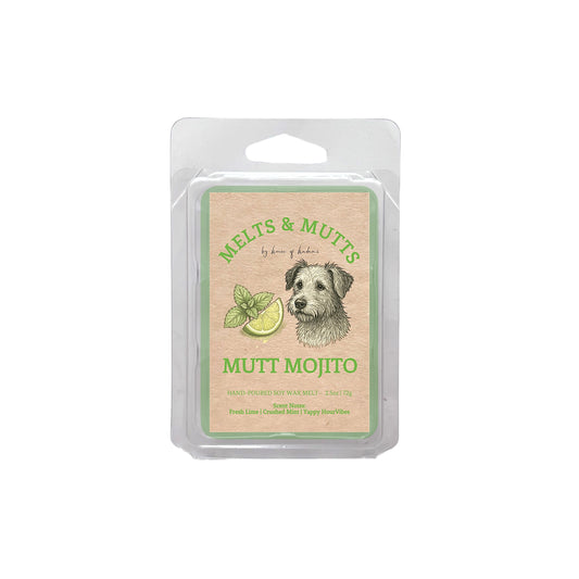 Melts & Mutts Mutt Mojito wax melt packaging on a white background