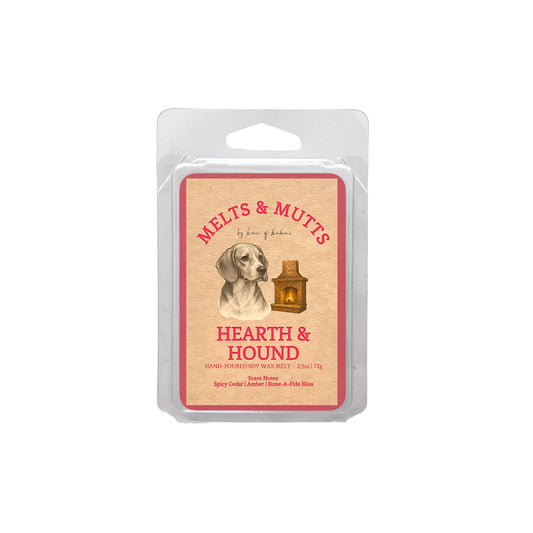 Melts & Mutts wax melt package with a dog illustration on a white background
